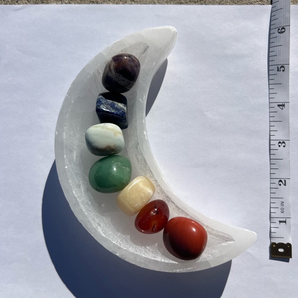 Selenite Crescent Moon Stone Set - Picture 3 of 7